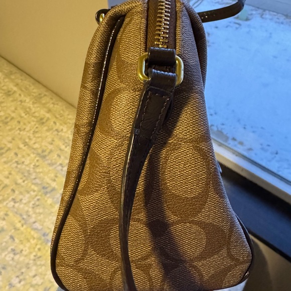 Coach Brown Signature Coated Canvas & Patent Leather Bennett Satchel Bag - Picture 6 of 10